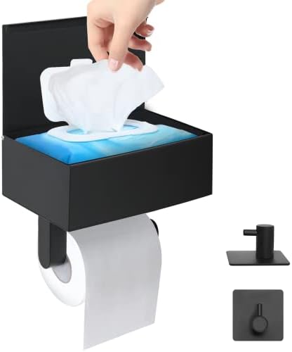 Държач за тоалетна хартия Katorn с рафт и място за съхранение, Диспенсер за смываемых кърпички за съхранение на хартиени