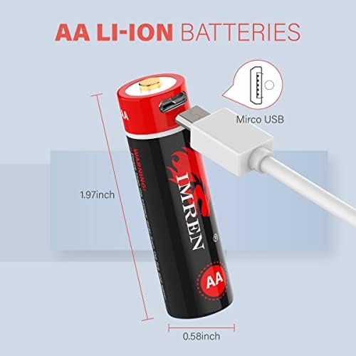 Батерия YK AA Литиева Акумулаторна батерия от 1,5, 2800 МВтч, с кабел Micro USB 4 в 1 (4 бр.)