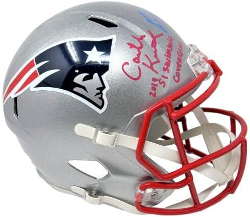 Роб Гронковски Камила Костек Подписано Копие шлем Патриоти SI Swimsuit JSA - Каски NFL С автограф