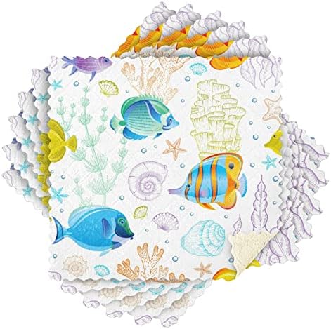 Комплект Кухненски Кърпи / хавлии Sinestour Sea Fish За Миене на Съдове, Миещи Кухненски Кърпи, Абсорбиращи Многократна употреба Почистващи Кърпички, Кърпи за Подсушаване ?