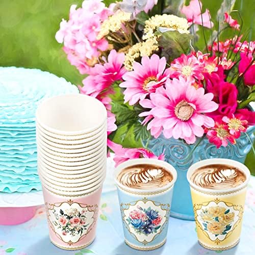 Чаша за чай Karenhi с Капаци, Картонени Чаши с цветен модел, за Еднократна употреба Чаши за чай, Хартия, Чаши за Парти, за Еднократна употреба Чаши за Кафе за Жени, Бижута
