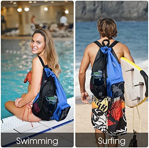 Мрежест Раница на съвсем малък WANDF Swim Bag с Мокри Джоб, Плажен Раница за плуване, фитнес зала и тренировъчно облекло