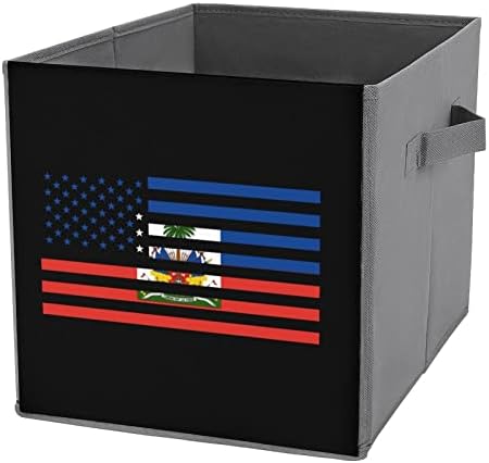 Хаити Американски Флаг Сгъваеми Кутии За Съхранение На Кубчета Организатор На Модни Тъканни Кутии За Съхранение На Вмъкване Кубични Кутии 11 Инча
