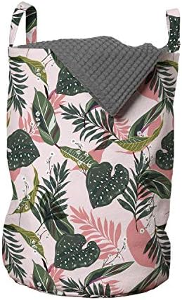 Чанта за дрехи Ambesonne Forest, Тропическа Зеленина, Монстера Areca, Палмови листа, Хавайски Екзотични Джунгли,