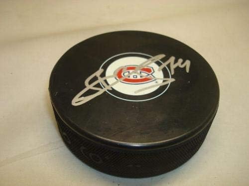 Алекс Maty Подписа хокей шайба Монреал Канадиенс с автограф 1А - за Миене на НХЛ с автограф