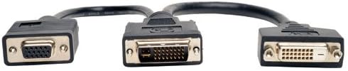 ТРИП LITE P564-06N-DV 6-Инчов DVI Цифров Y-Разветвительный кабел DVI-I M, за да DVI-D, F и HD15 F, Черен