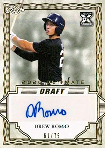 2020 Leaf Ultimate Draft XRC Autograph Gold #BA-DR1 Бейзболна търговска картичка Drew Romo RC Новобранец AUTO 61/75