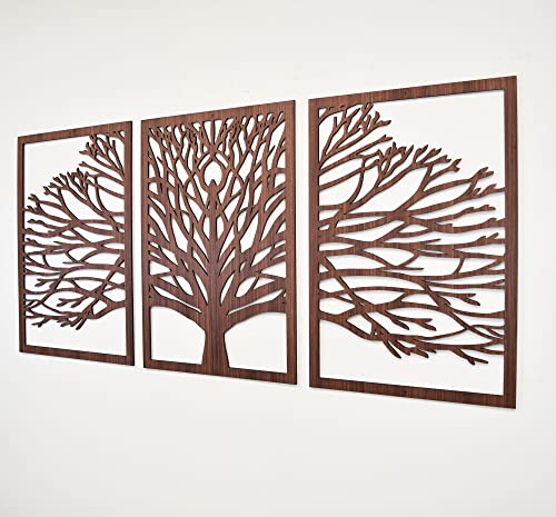 Монтиране на изкуството от дърво Дзен, 3D Панел, Комплект от 3 Текстурирани Стенни Рисунки, Декорация на стени от дървета,