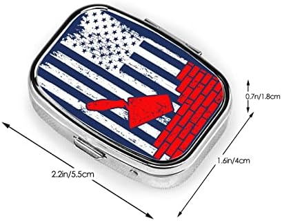 Зидар Професия е Зидар Флаг на САЩ Квадратна Мини-Кутия За Хапчета Метален Органайзер За Лекарства Удобен