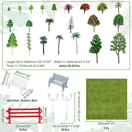 CHGCRAFT 48шт 8 Стил на Изкуствени Дървета Смесени Миниатюрни Дървета Пластмасов Модел на Дървета за Военни Игри с Изкуствени