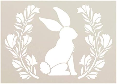 Шаблон с Великден заек и Лаврами от StudioR12 | Цветна Пролетна декорация за дома със Собствените си ръце | Дървени табели за фермерска къща | Изберете размер (7 x 5 инча)