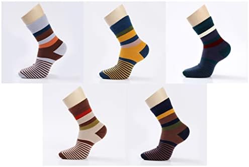 GANFANREN 5 Двойки/Памучни Мъжки Чорапи, Ръчно изработени, Шарени Чорапи, Компресия Цилиндрични Чорапи, Мъжки-Големи Размери