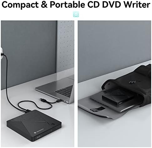 Yottamaster Външен DVD-диск, USB 3.0 Преносим CD/DVD +/-RW Диск/DVD Записвачка записващо Устройство за лаптоп, Настолен КОМПЮТЪР