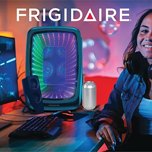 Мини-хладилник за напитки Frigidaire Gaming Light Up, 6 кутии, 4 литра, охладител с голям прозрачен като и led подсветка,