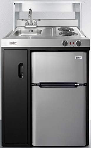 Универсална мини-кухня Summit Техника C30ELBK ширина 30 инча, черен на цвят, с 2-конфорочной котлон 115 В, 2-вратата хладилник