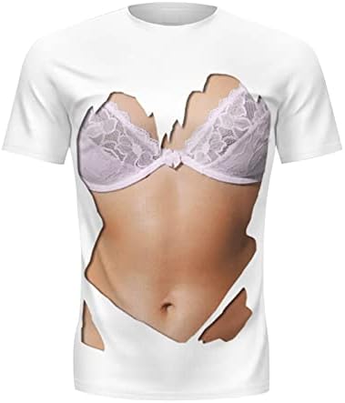 2023 Нова Мъжки Пролетно-Лятна Мускулест Мъжки тениски с 3D Дигитален Печат на Мускулите на Корема, с Кръгло деколте