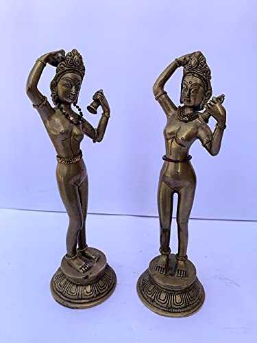 Латунная Статуя Индийска дама в Банята, Статуята на индийските дами, домакин вана, Статуетки от Месинг Женската Скулптура, Предмети с Колекционерска стойност, Стар