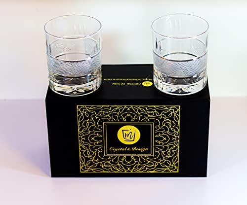 Чаши за уиски ръчно рязане - Комплект от 2 чаши за уиски 10 мл /Старомодни чаши за уиски / Стилна прибори за бърбън