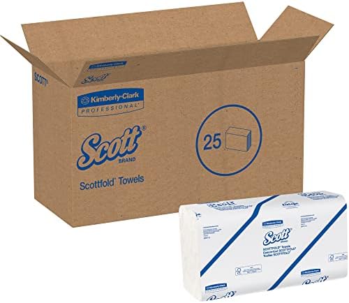 Многослойни хартиени кърпи Scott® Scottfold™, 9 2/5 x 12 2/5, бели, на 175 листа в ръкава на 25 Ръкави В кутия