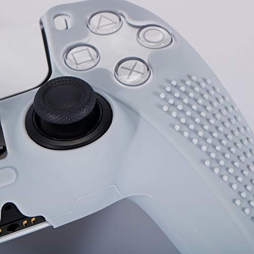 Силиконов калъф Playrealm Soft 3D Dots x 1 и писалки за палеца x 8 за PS5 Dualsenese Controller (сив)