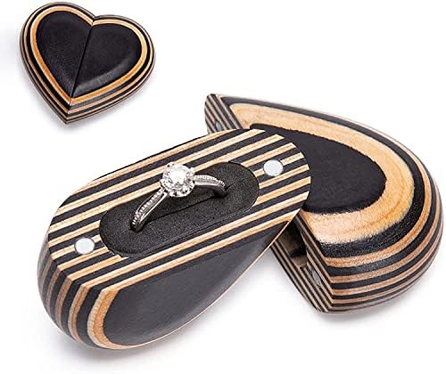 Ковчег за бижута пръстени EZONDA, дърво Пакка, във формата на Сърце, за Сватбената церемония Предложение за ръката и сърцето
