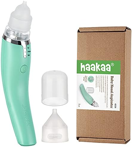 haakaa Детски Назален аспиратор |Детска Накрайник за носа | Детско Средство за почистване на нос за бебета и малки деца малки деца, зареждане чрез USB, 3 нива на засмукван