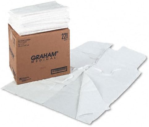Graham 221 за Еднократна употреба Наблюдение халати, 30 x 42, Бяла, 50 /cs