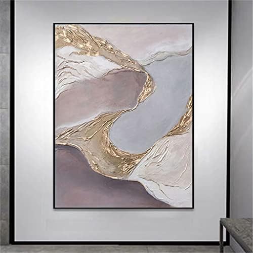ZJHYXYH Розово-сив Пейзаж, Абстрактна Ръчно Рисувани Голяма Проста Картина с маслени Бои на Платно Художествена