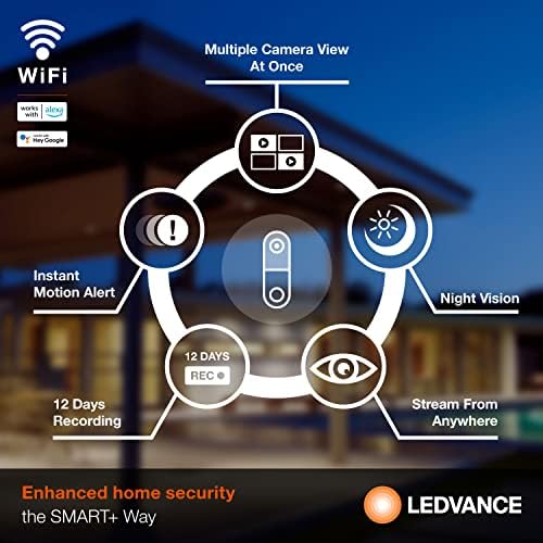 LEDVANCE WiFi Смарт Камера за външен крилото на разговора, Двупосочно аудио, HD-видео, Съвместима с Alexa и Google,
