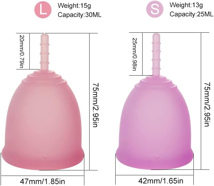 Мека и гъвкава менструална чаша MOLIBUNNY, запечатани, при менструация до 12 часа на комфорт, за Многократна употреба менструални чаши (опаковка от 2-те, големи и малки) (л?