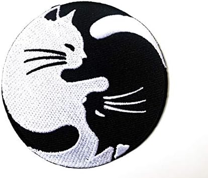 Котка Ин Ян Кунг-Фу на Китайски Знак на Равновесие Тао Символ на Лого Тениска Костюм Бродирана Апликация Шият