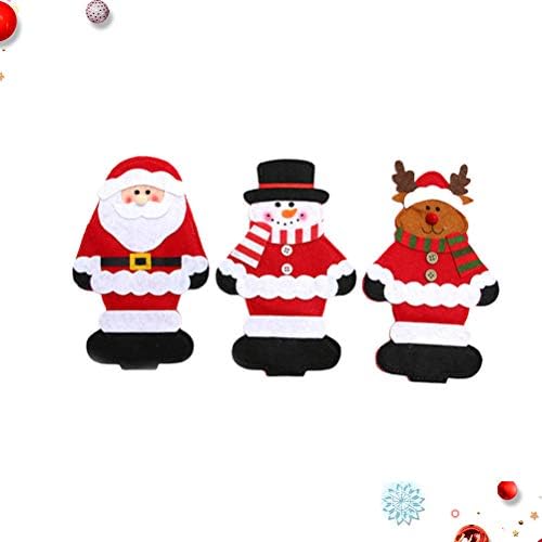 DOITOOL 9 бр. Креативна Коледна Вилица и се покрива с Красиви Коледни Елементи, Капак за Съдовете, Държач за Прибори за Домашно парти (Santa + Снежен човек + Лосове