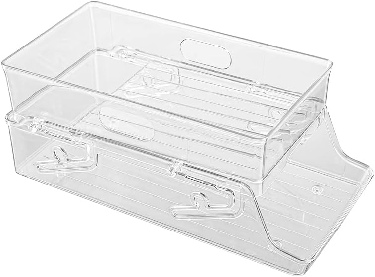 Органайзер за консервни кутии за напитки за хладилник, двуслойни разтегателен и сгъваема кутия за съхранение на кутии за напитки, автоматичен пластмасов държач за