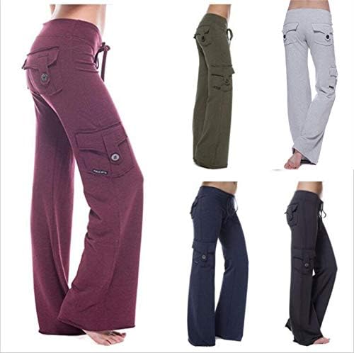 Дамски активни панталони-карго Свободно намаляване на Andongnywell във военната стил с множество джобове Wild, Разкроена