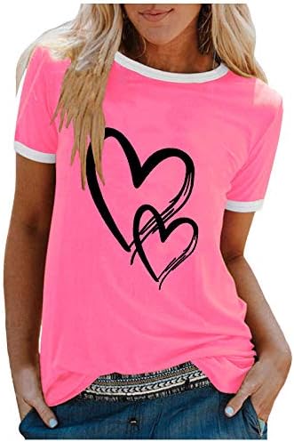 Дамски Ежедневни блузи Neartime, Модна тениска с къс ръкав Сърцето си за Любовта, свободна блуза с кръгло деколте