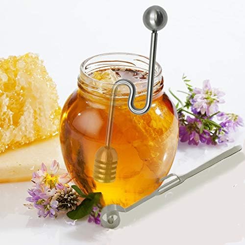 2 Опаковки Ковшиков за мед и сироп, 6 Инча 304 Cellular пръчка от Неръждаема стомана и Извити Творби за мед, Пръчици за буркани