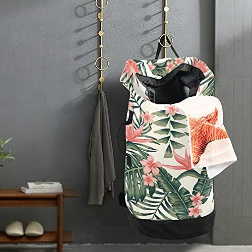 Чанта за дрехи с тропически растения, Тежка Раница за пране на дрехи с плечевыми ремъци и дръжки, Пътна чанта за