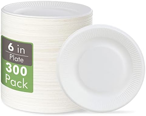 Vplus Компостируемые хартиени чинии, 300 X 6-инчов Еднократна употреба хартиени чинии, Непокрытые Биоразградими плочи от влакна от захарна тръстика, е подходящ за приго