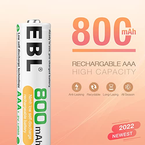 EBL 8 Опаковки, батерии AAA NiMH Акумулаторна Батерия 800 mah с Умен 8-Слотным Зарядно устройство за батерии АА ААА