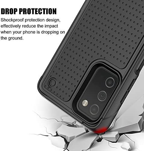 SYONER устойчив на удари Защитен калъф за вашия телефон Defender за Samsung Galaxy A03s [Черен]
