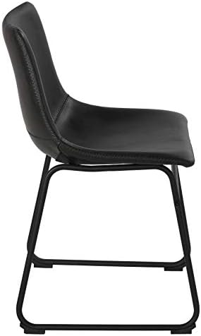 Трапезария стол Cortesi Home Casablanca от изтъркан Черен изкуствена кожа (Комплект от 2 теми)