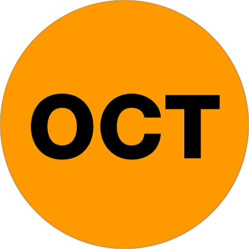 СКОРОСТНА САЩ BDL6732 Лента Логическа със стикери месеца на годината, ОКТОМВРИ , Кръг 1 , Флуоресцентно оранжево (опаковка от 500 броя)