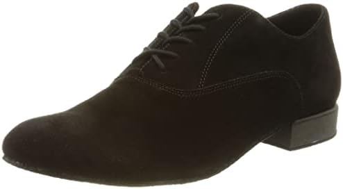 Мъжки танцови обувки Diamant 180-025-001 - Черен велур - Удобни (Широки) - Ток на спортните танци на 1 инч - Произведено