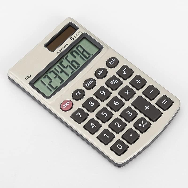Мини-калкулатор CUJUX, метален джобен калкулатор, 8-цифрен чанта за носене, батерия и слънчева батерия, двойна