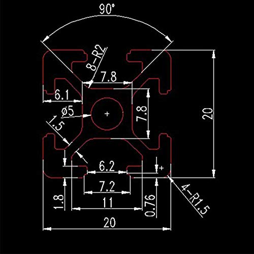 4шт 150 мм Т-Образен слот 2020 Алуминиева Екструзия на Европейския Стандарт Анодизиран Линеен Релса за Подробности 3D-принтер и CNC DIY Черен (5.9 инча)
