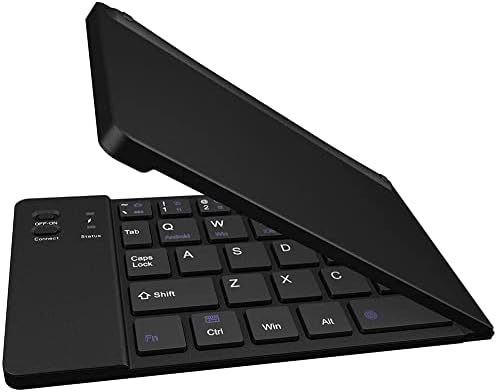 Работи от Cellet Ультратонкая сгъваема безжична Bluetooth клавиатура, съвместима с Gionee M6 Plus със стойка за телефона - Акумулаторна клавиатура в пълен размер!