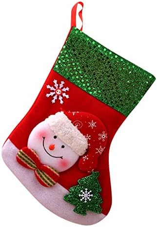 Коледни Чорапи Текстилен Коледна Торбичка за Чорапи и Коледни Окачени Чорапи за Украса на парти и Коледен Cartoony Червен Набор от Гирлянди за Колони