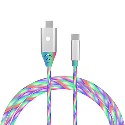 Кабел за зареждане от USB C до USB C с ключа, Светлинен кабел за бързо зареждане на USB C Дължина 6,6 метра, видими Струящийся led кабел за зареждане Type C е съвместим с Samsung Galaxy 7