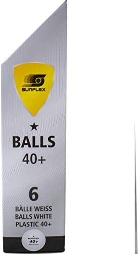 Топки за тенис на маса Sunflex One Star Balls White - Опаковка от 6 топки за пинг-понг - Пластмасови 40+ Тренировъчни