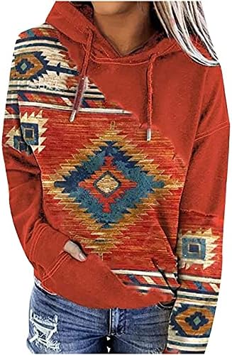 LTTVQM/ Дамски Hoody Aztec с Геометричен Принтом в Западния Етнически Стил и завязками, Есенни Ежедневни Пуловери